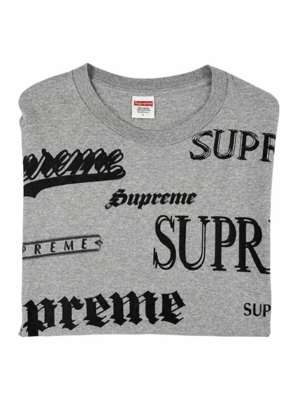 FW20 Supreme Multi Logo Tee Heather Grey Large